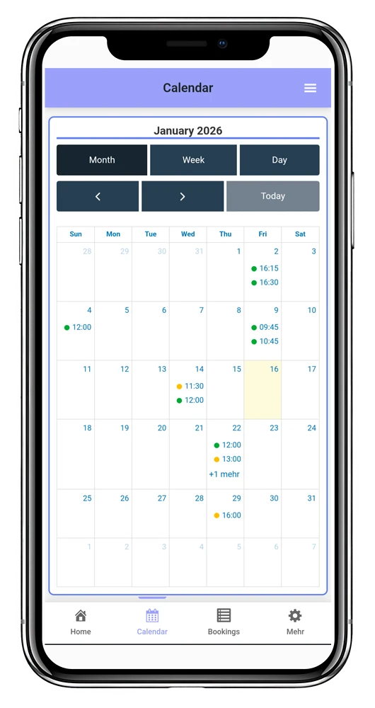 Termin-Buchung-Plugin App Ansicht
